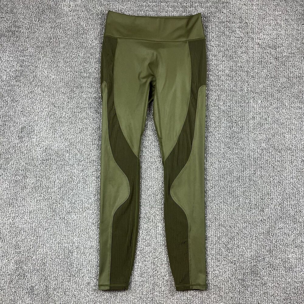 Fabletics Leggings Womens Small Green High Rise Athletic Textured Workout Gym